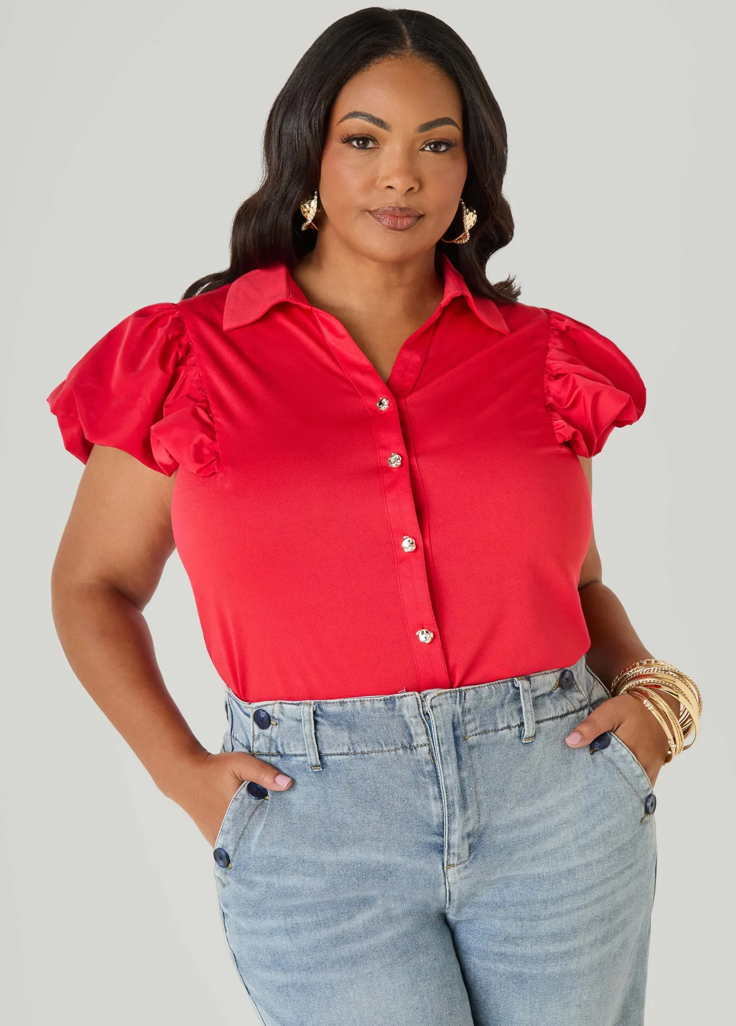 Puff Sleeved Paneled Shirt