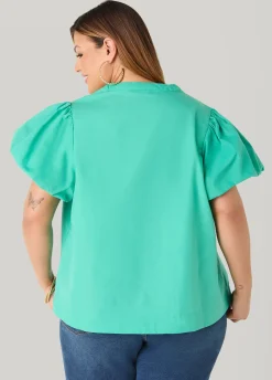 Puff Sleeve Embroidered Top