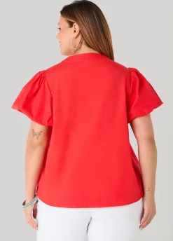 Puff Sleeve Embroidered Top
