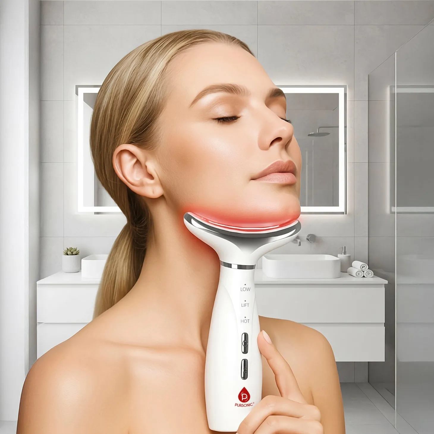Pursonic 7 Color LED Light Therapy Neck And Face Device
