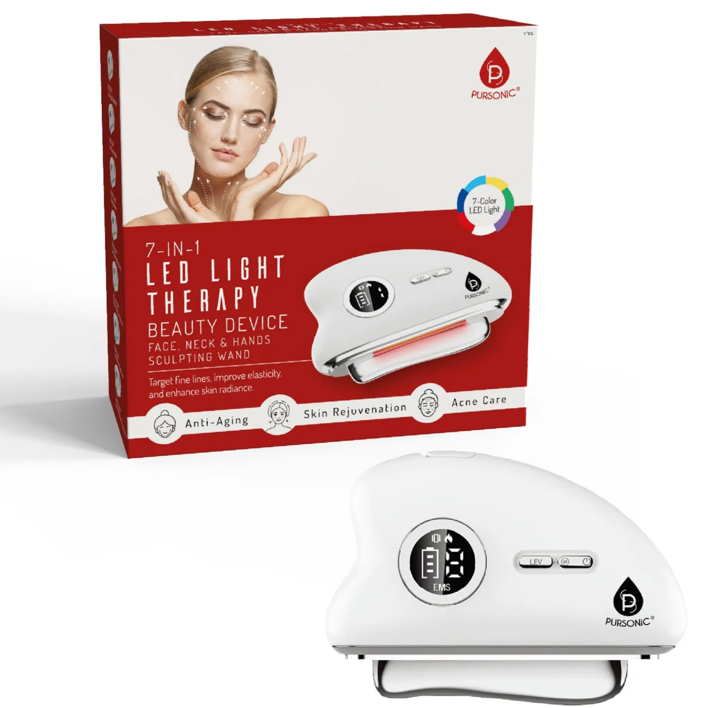 Pursonic 7 In 1 LED Light Therapy Beauty Wand