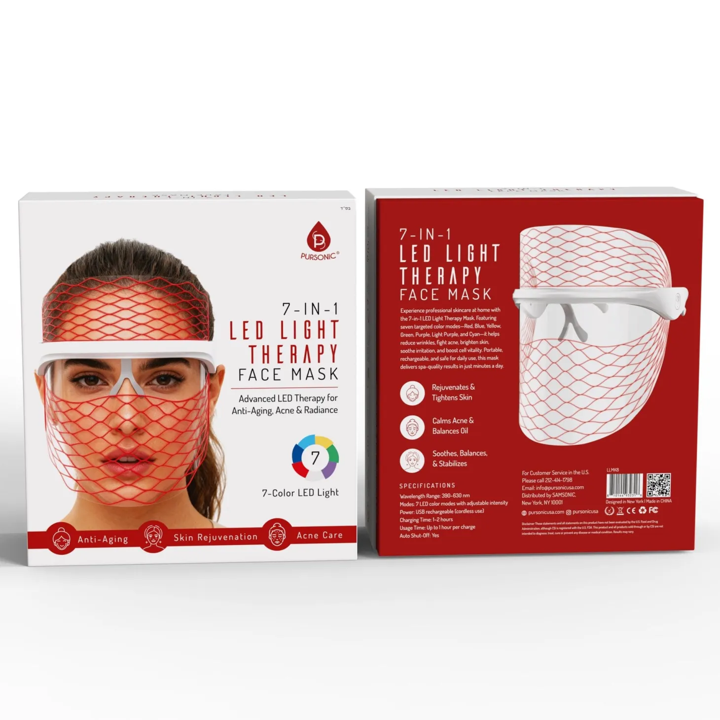 Pursonic 7 In 1 LED Light Therapy Face Mask