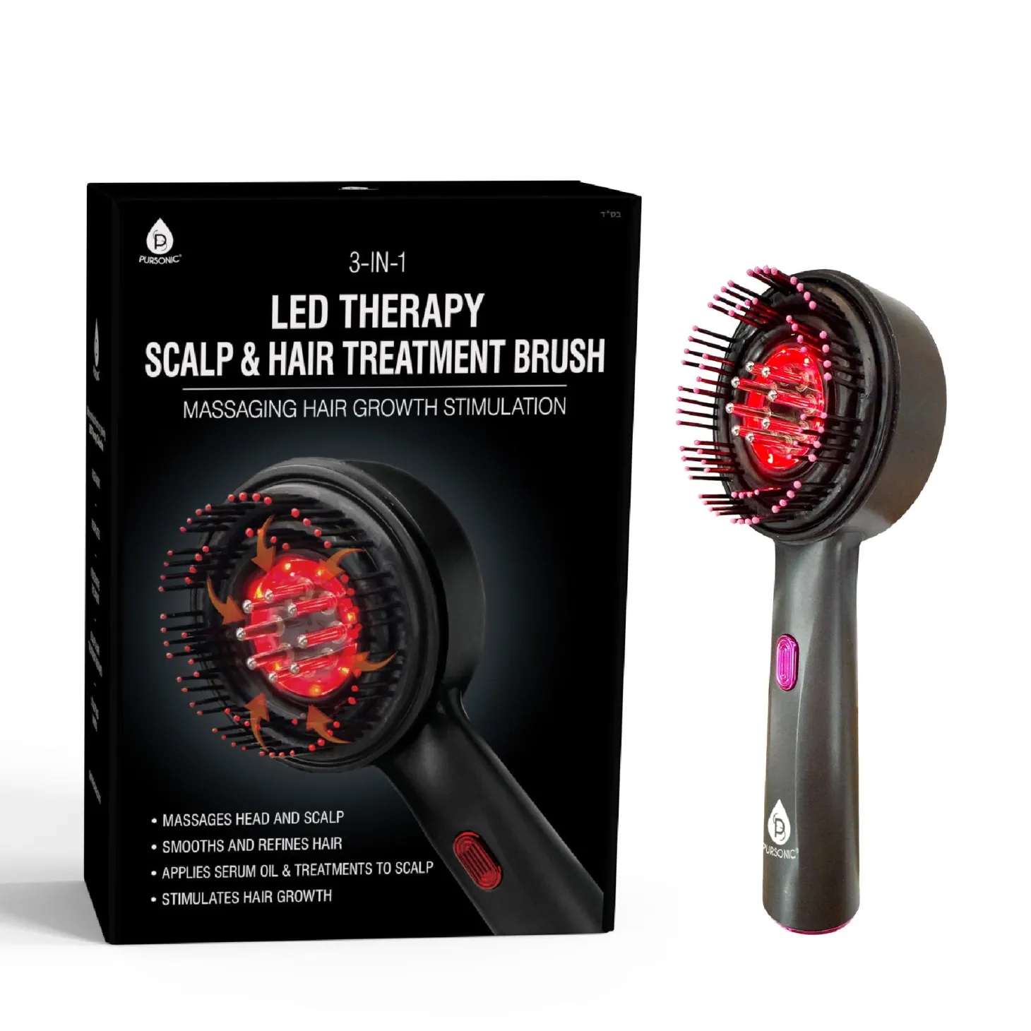 Pursonic 3 In 1 LED Therapy Scalp And Hair Treatment Brush