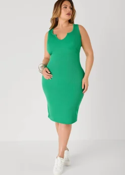 Ribbed V Neck Tank Dress