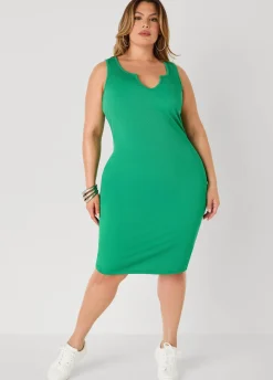 Ribbed V Neck Tank Dress