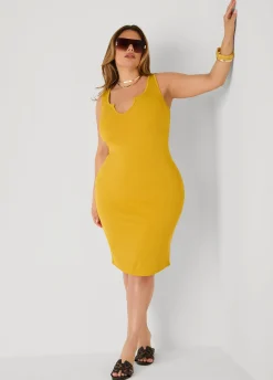 Ribbed V Neck Tank Dress