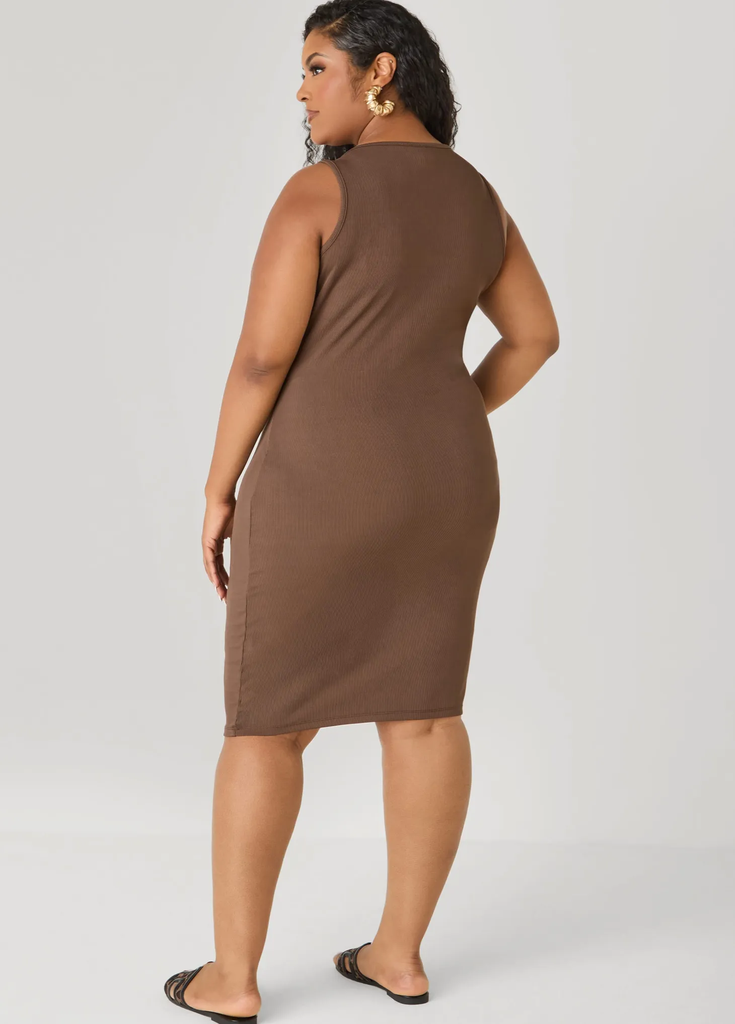 Ribbed V Neck Tank Dress