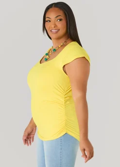 Ruched Cap Sleeved Top