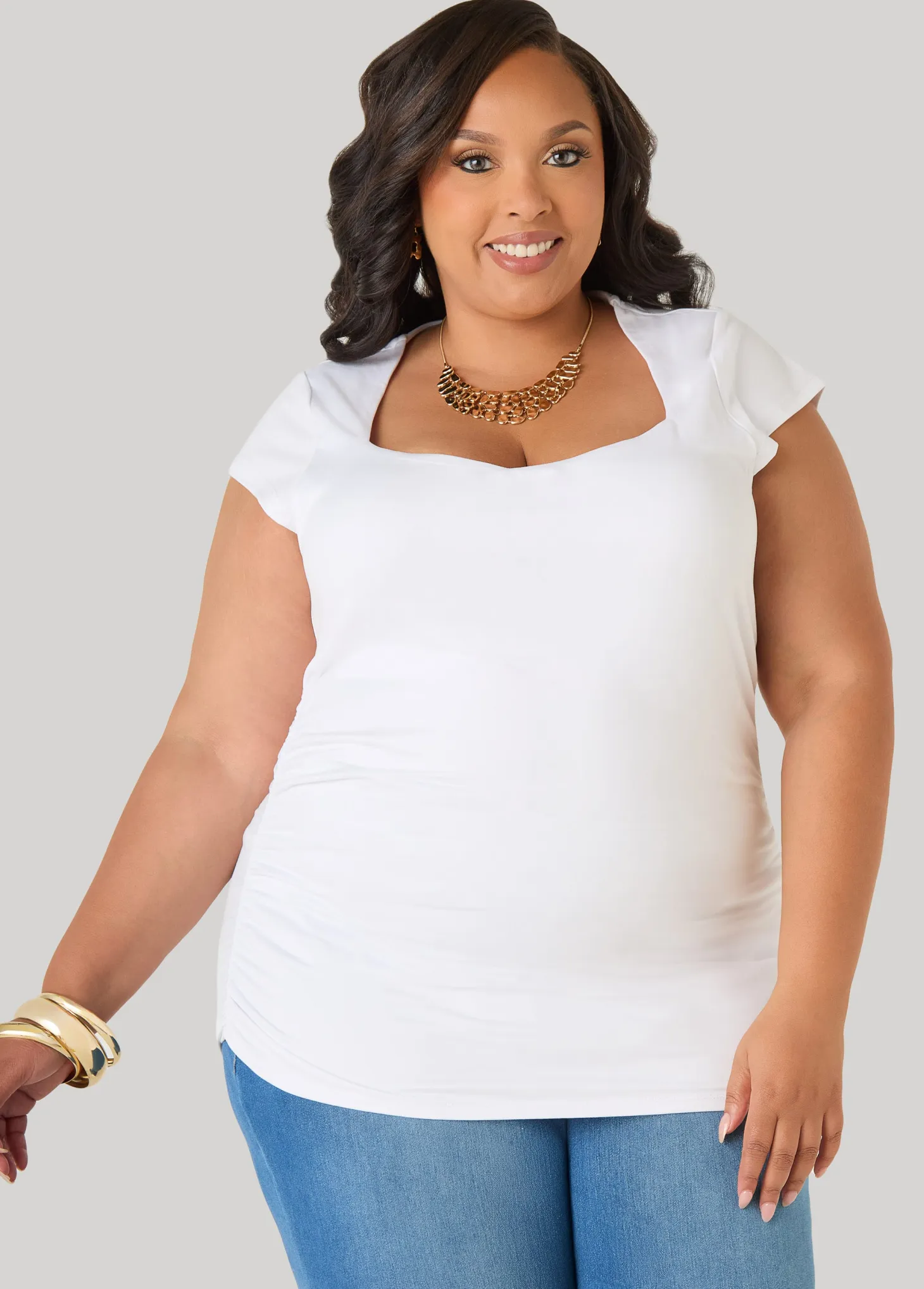 Ruched Cap Sleeved Top