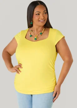 Ruched Cap Sleeved Top