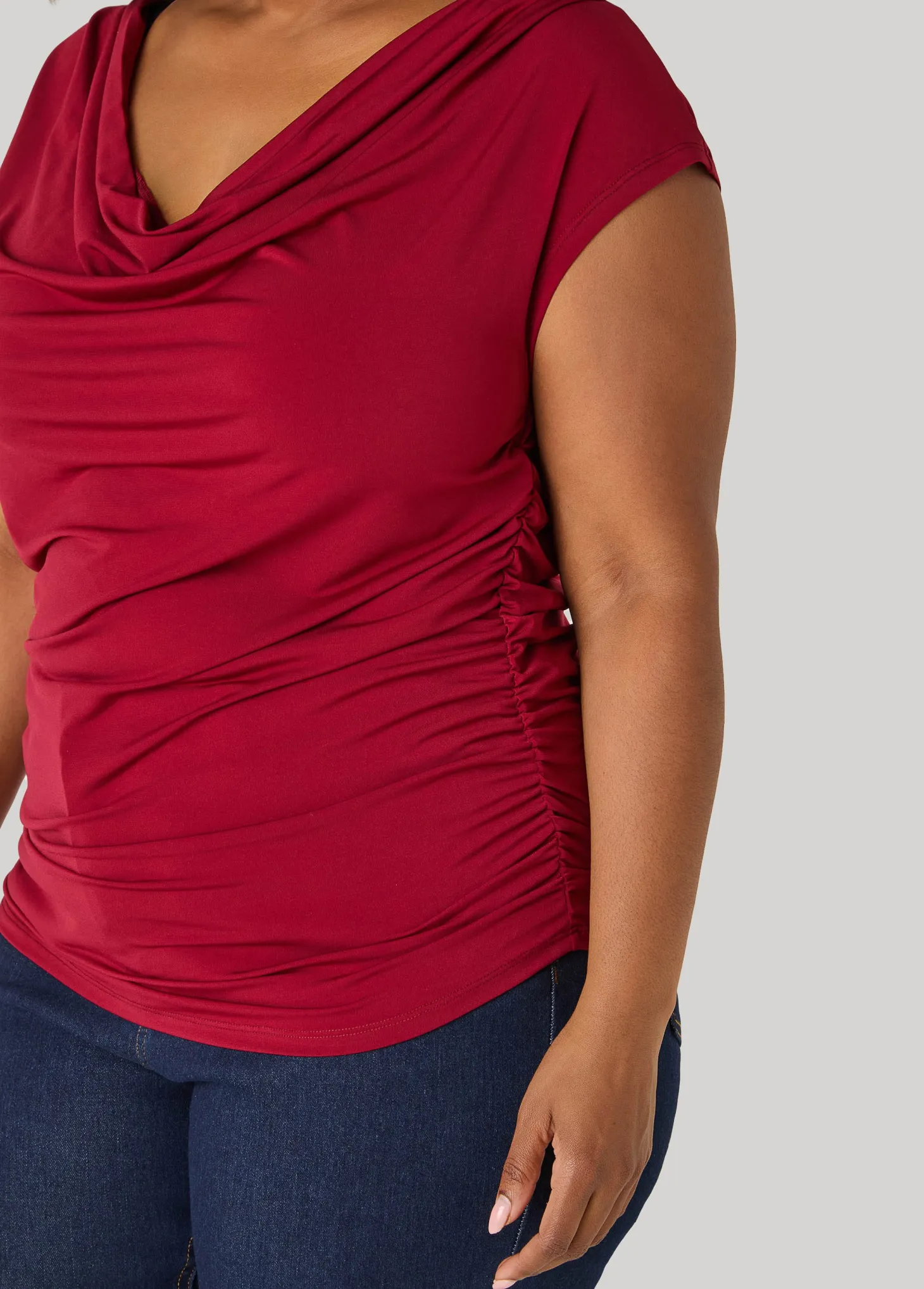 Ruched Cowl Neck Top