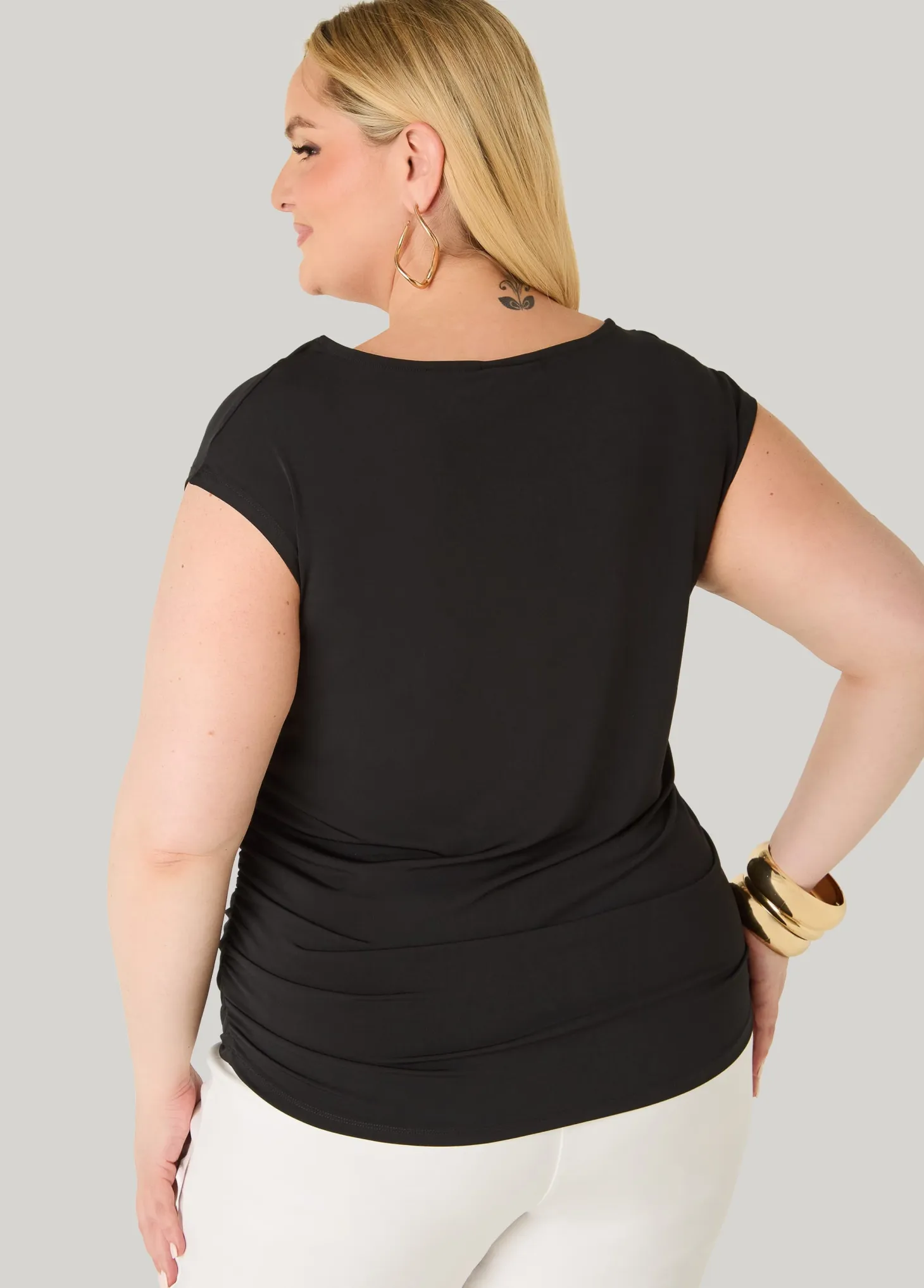 Ruched Cowl Neck Top