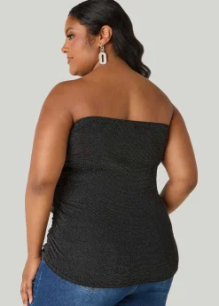 Ruched Metallic Tube Top