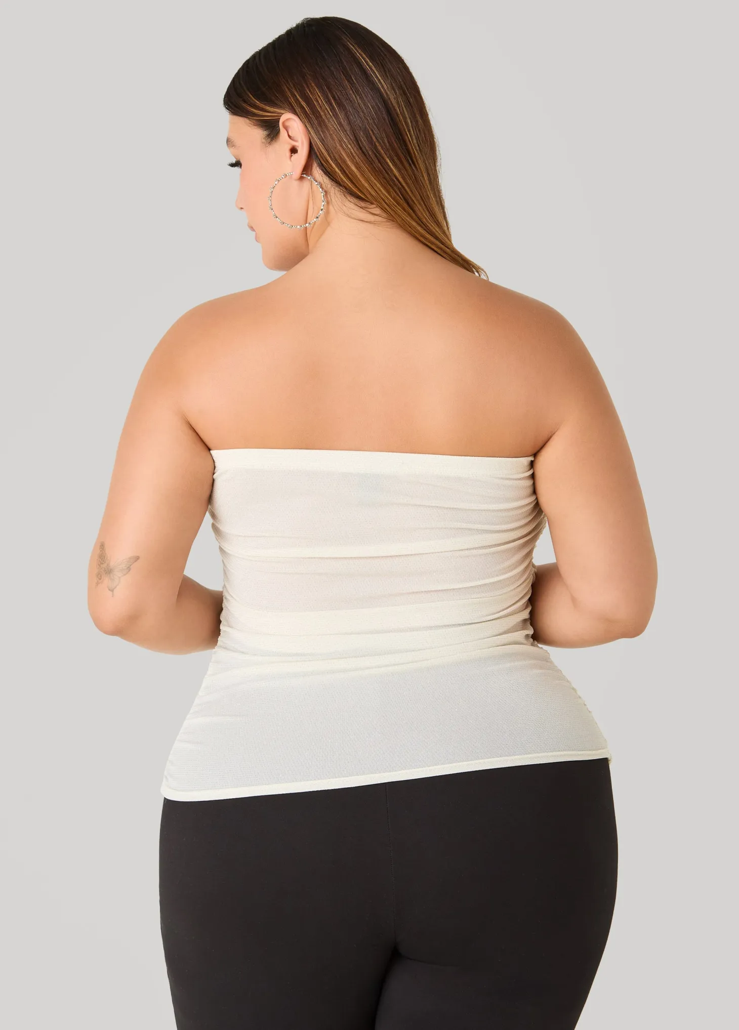 Ruched Metallic Tube Top