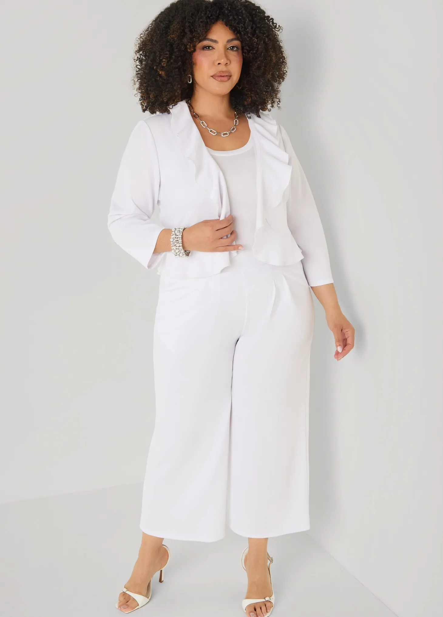Ruffled Open Front Jacket