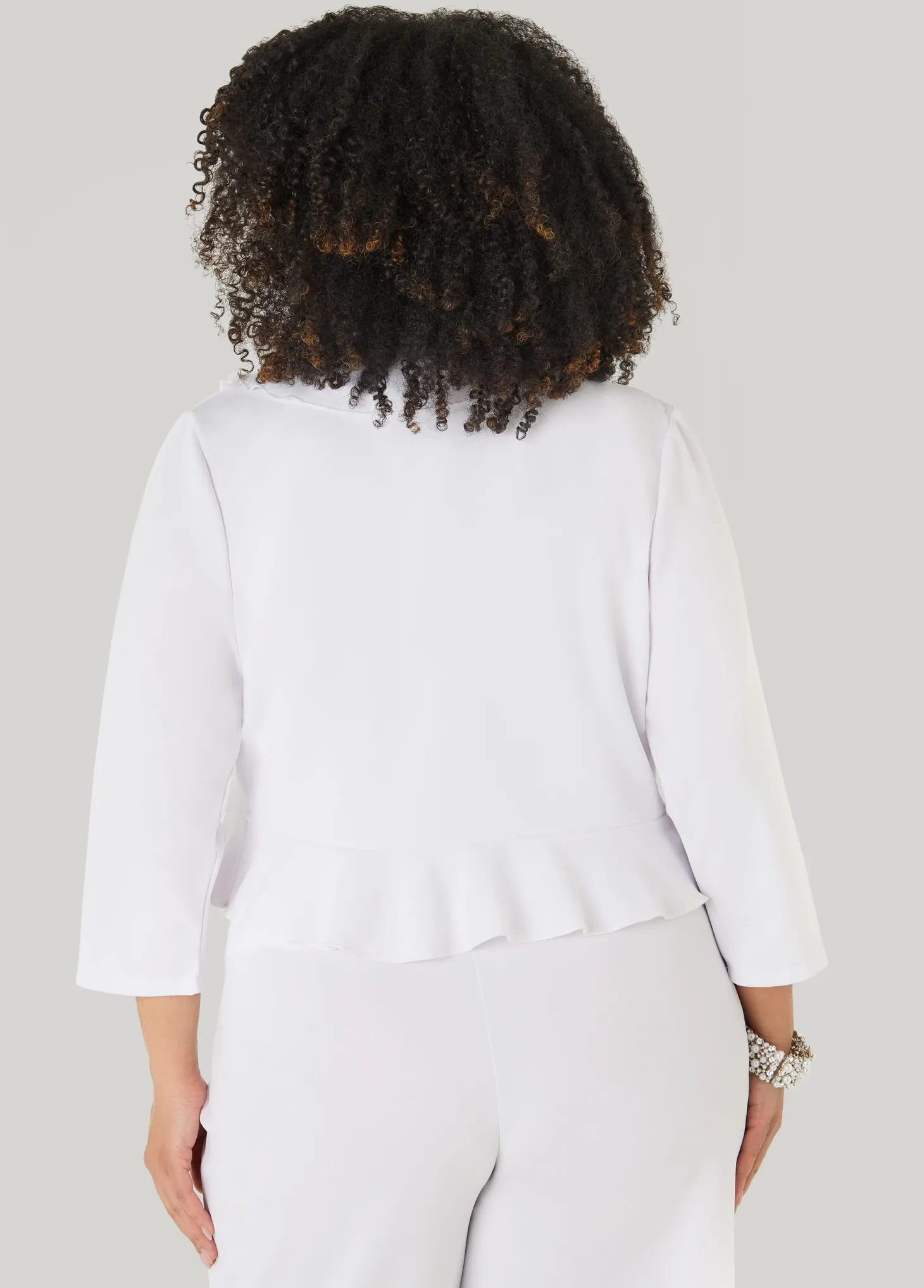 Ruffled Open Front Jacket