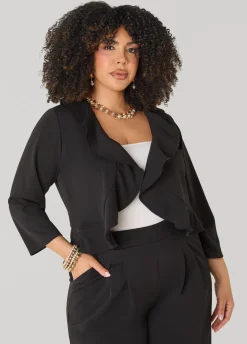 Ruffled Open Front Jacket