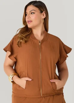 Ruffle Sleeved Track Jacket