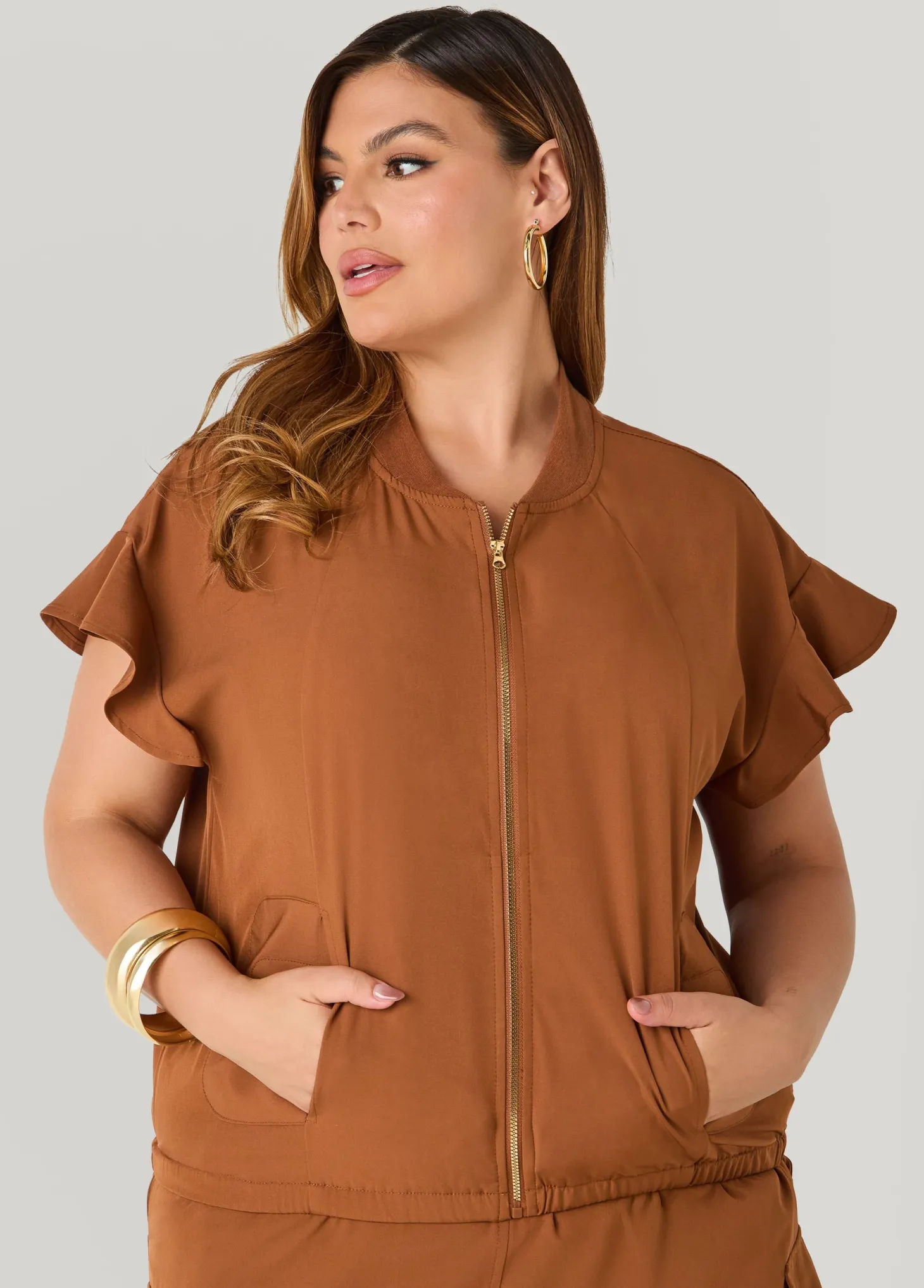 Ruffle Sleeved Track Jacket