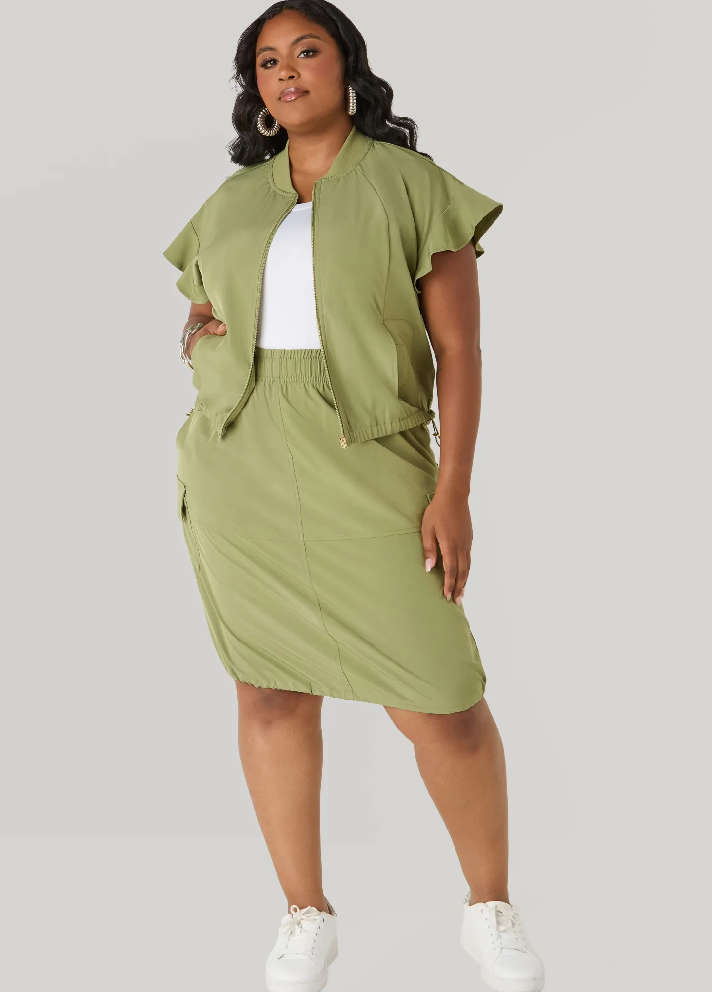 Ruffle Sleeve Track Jacket