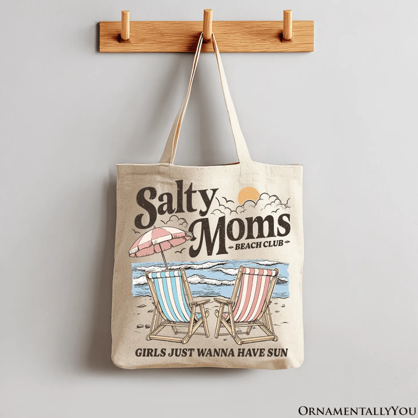 Salty Moms Beach Club Tote Bag
