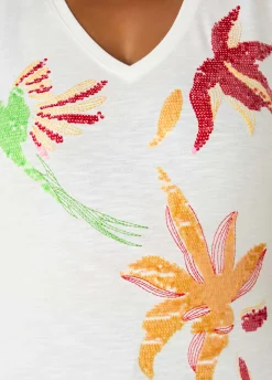 Sequined Parrot Jersey Tee