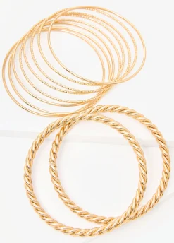 Set Of 10 Gold Tone Bangles