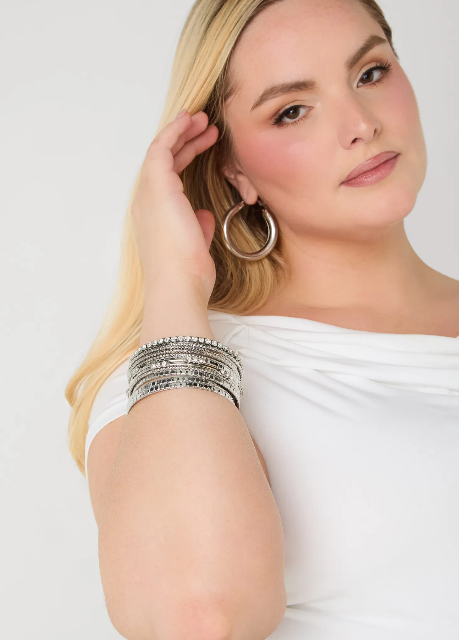 Set Of 13 Silver Tone Bangles