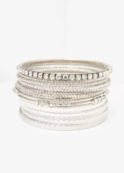 Set Of 13 Silver Tone Bangles