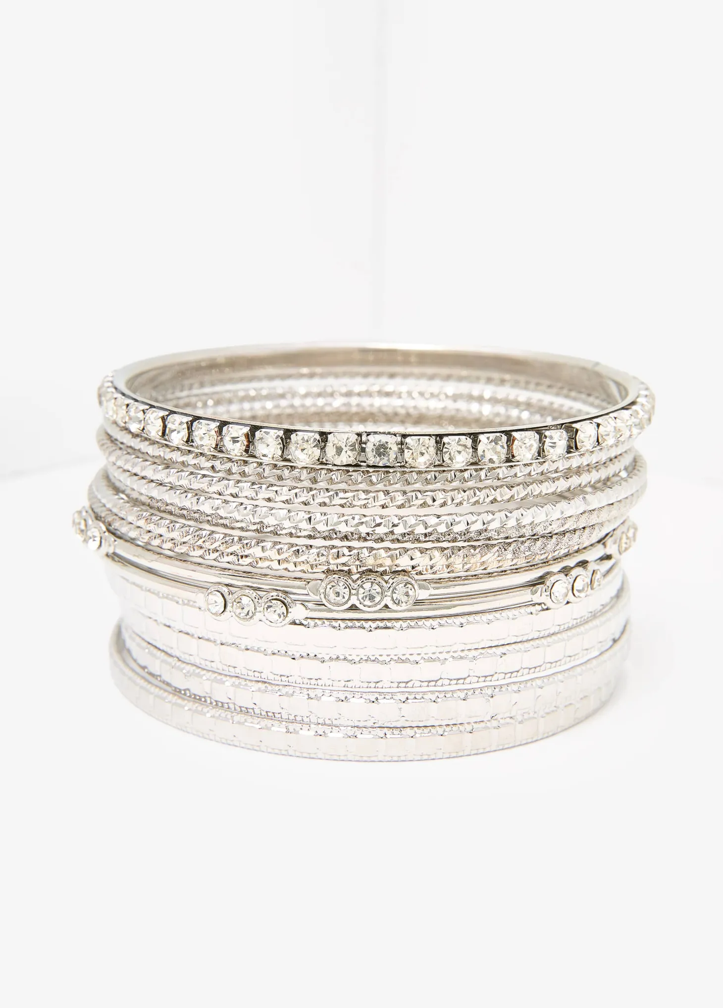 Set Of 13 Silver Tone Bangles