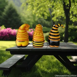 Set of Three Bee Gnome Figurines