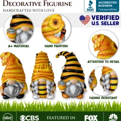 Set of Three Bee Gnome Figurines