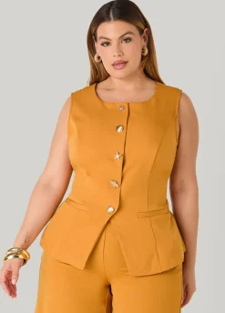 Shell Button Embellished Vest