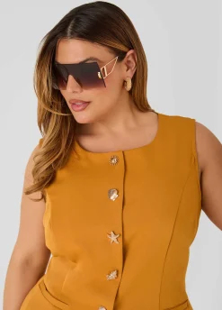 Shell Button Embellished Vest