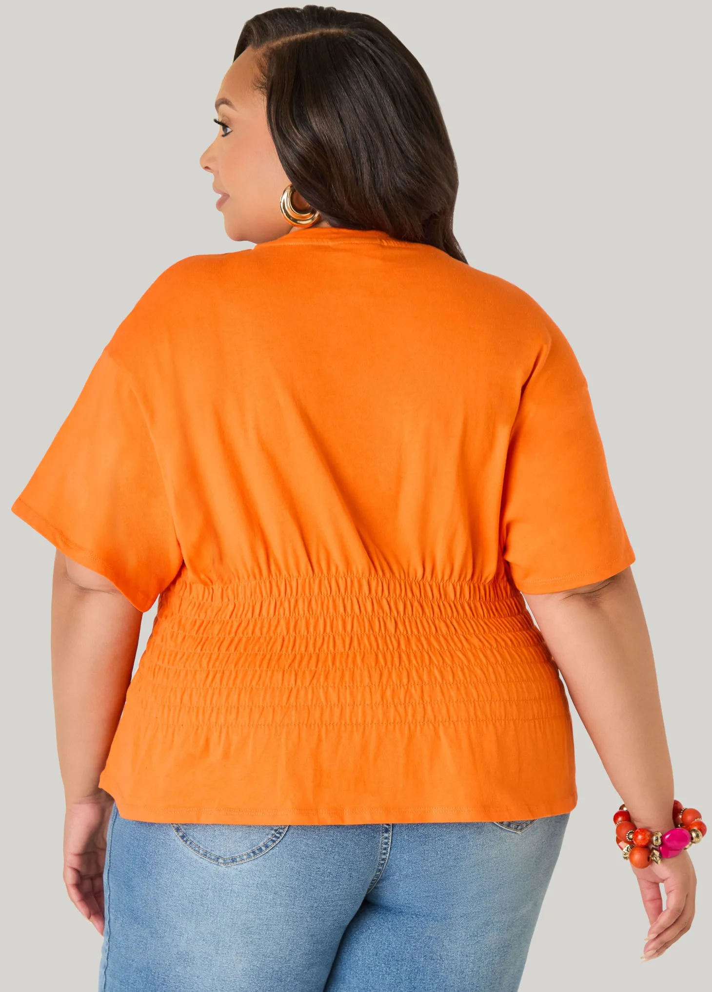 Shirred Waist Cotton Jersey Tee