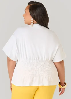 Shirred Waist Cotton Jersey Tee