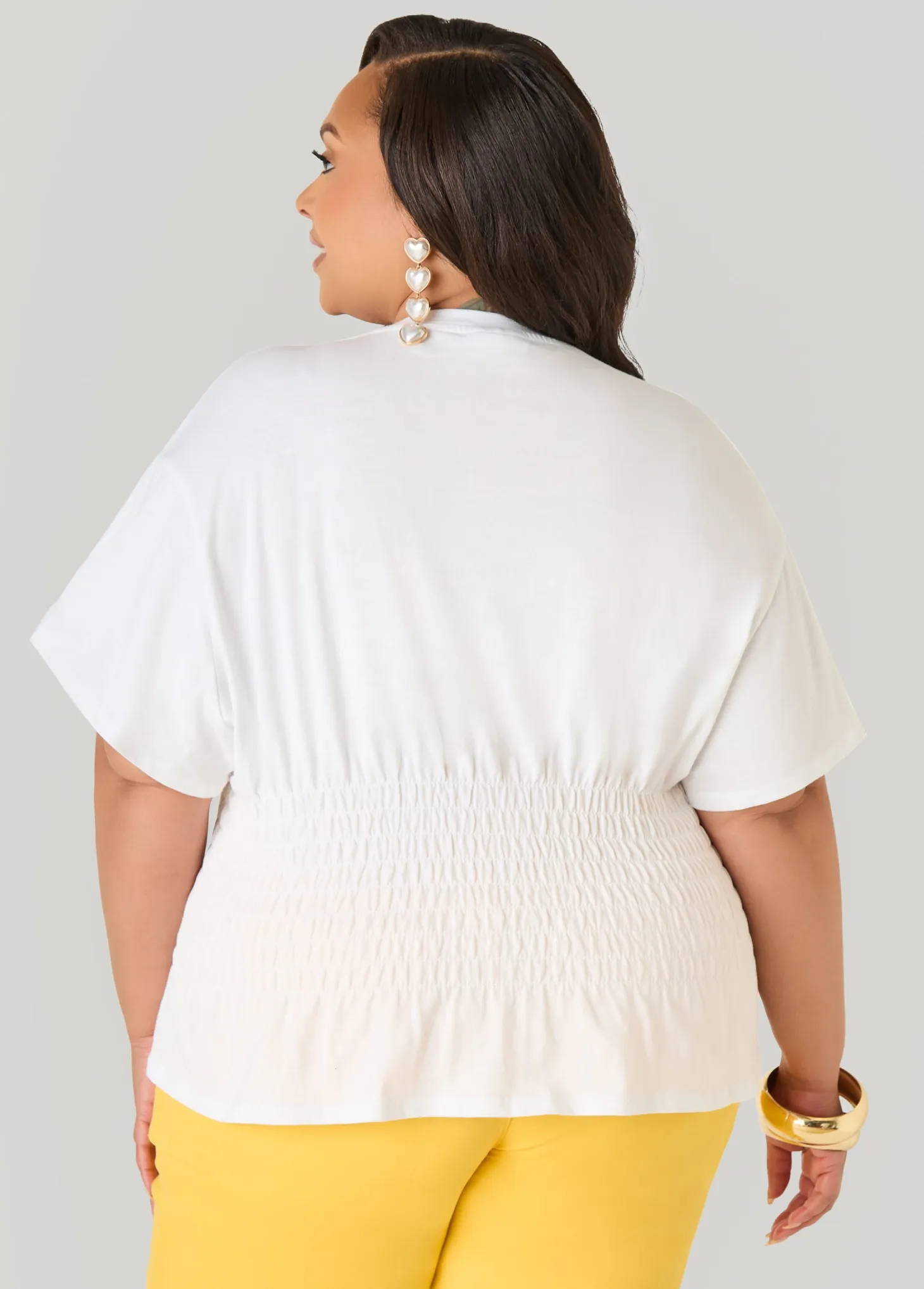 Shirred Waist Cotton Jersey Tee