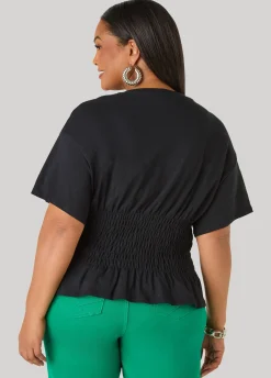 Shirred Waist Cotton Jersey Tee