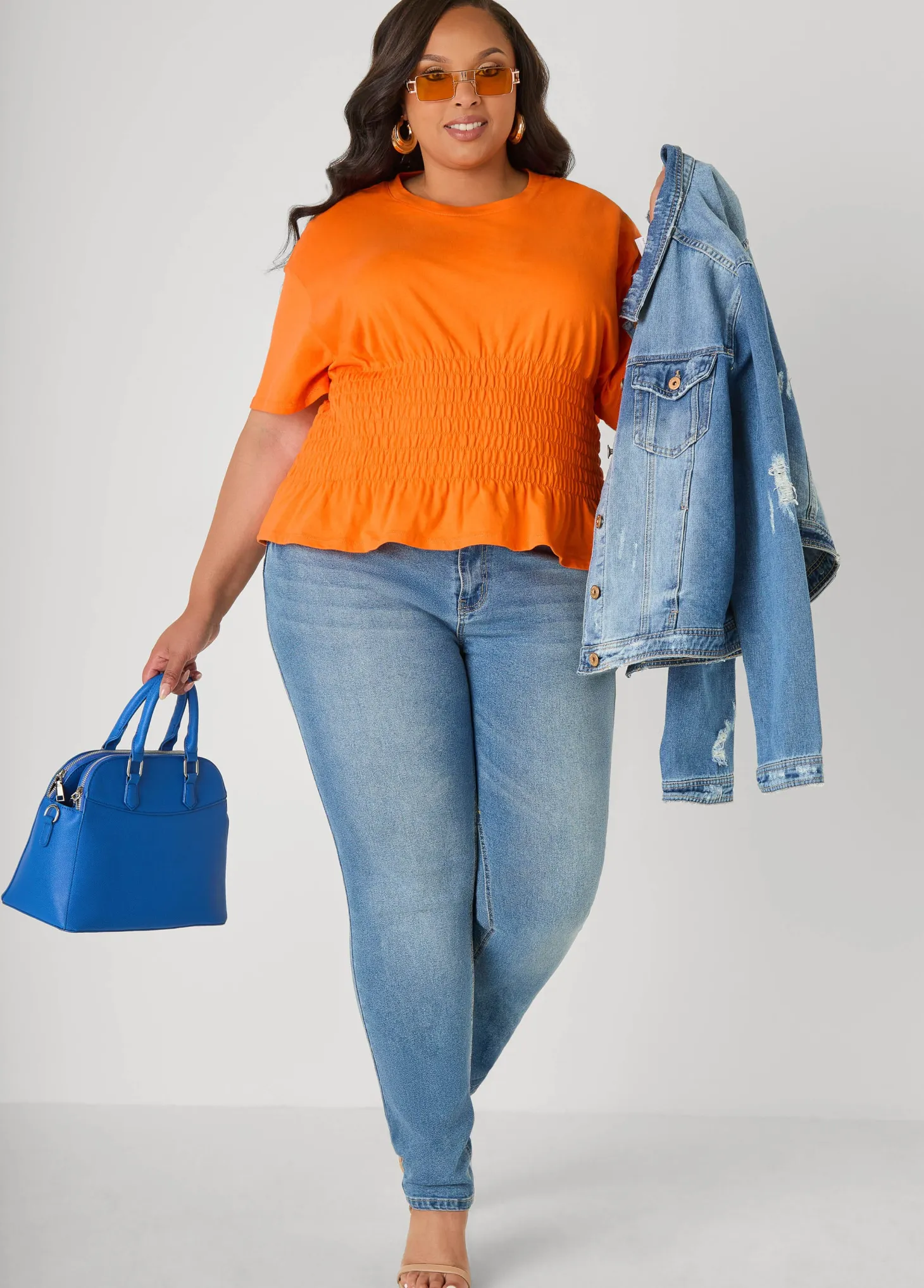 Shirred Waist Cotton Jersey Tee