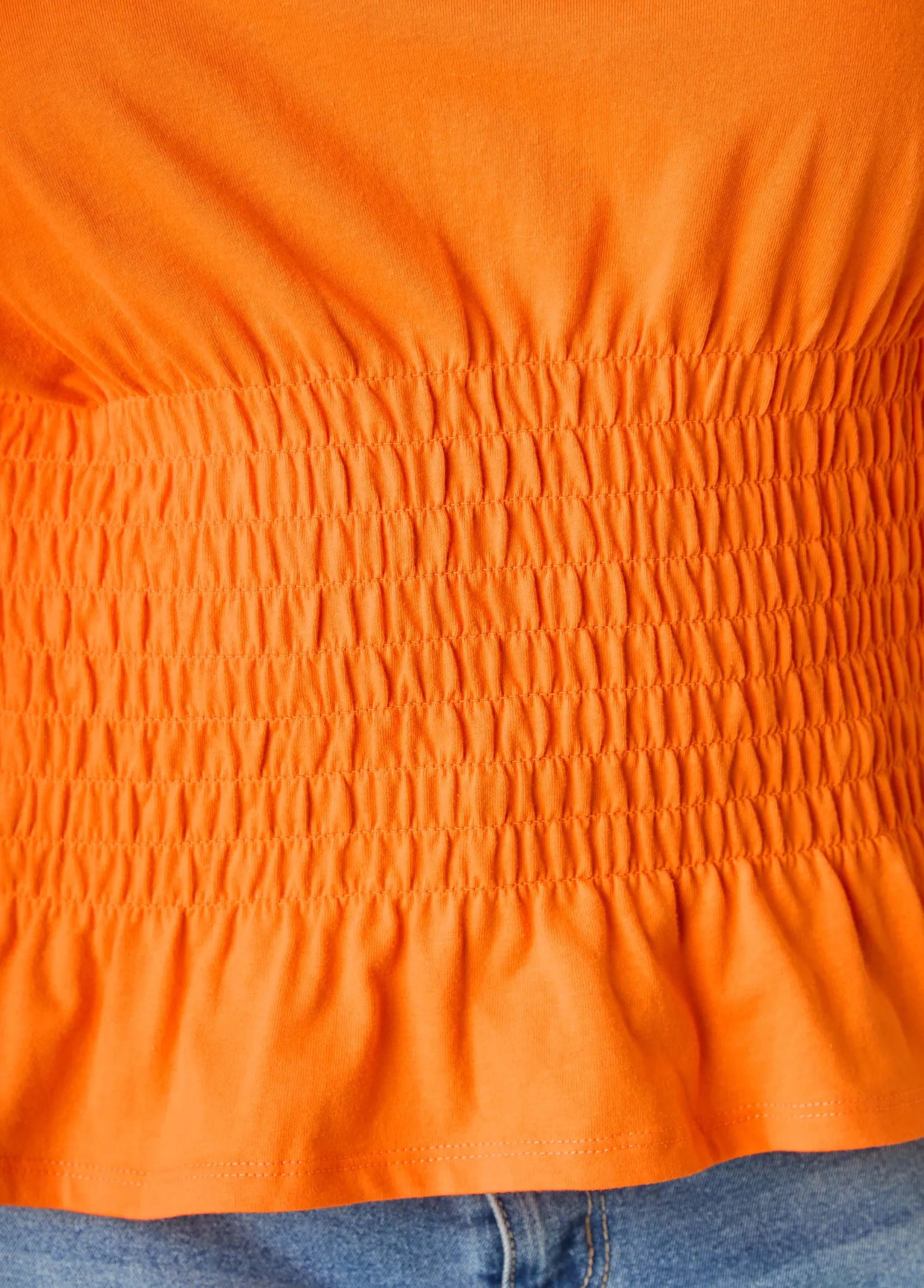 Shirred Waist Cotton Jersey Tee