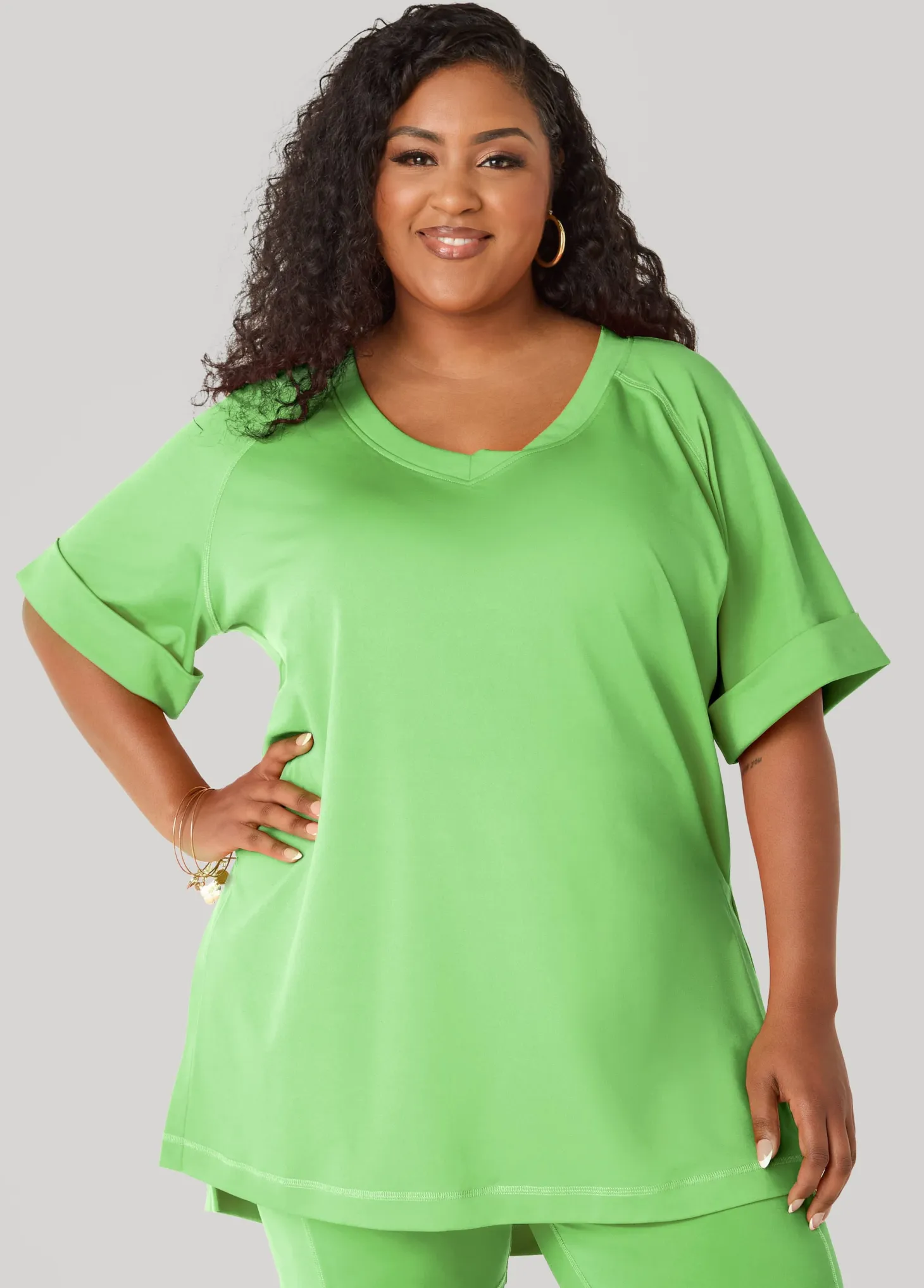 Side Split Athletic Knit Top
