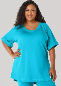 Side Split Athletic Knit Top