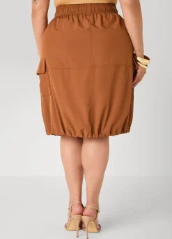 Slip On Drawstring Cargo Skirt