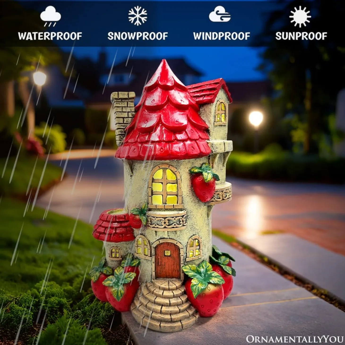 Solar Powered Strawberry Fairy Home Figurine
