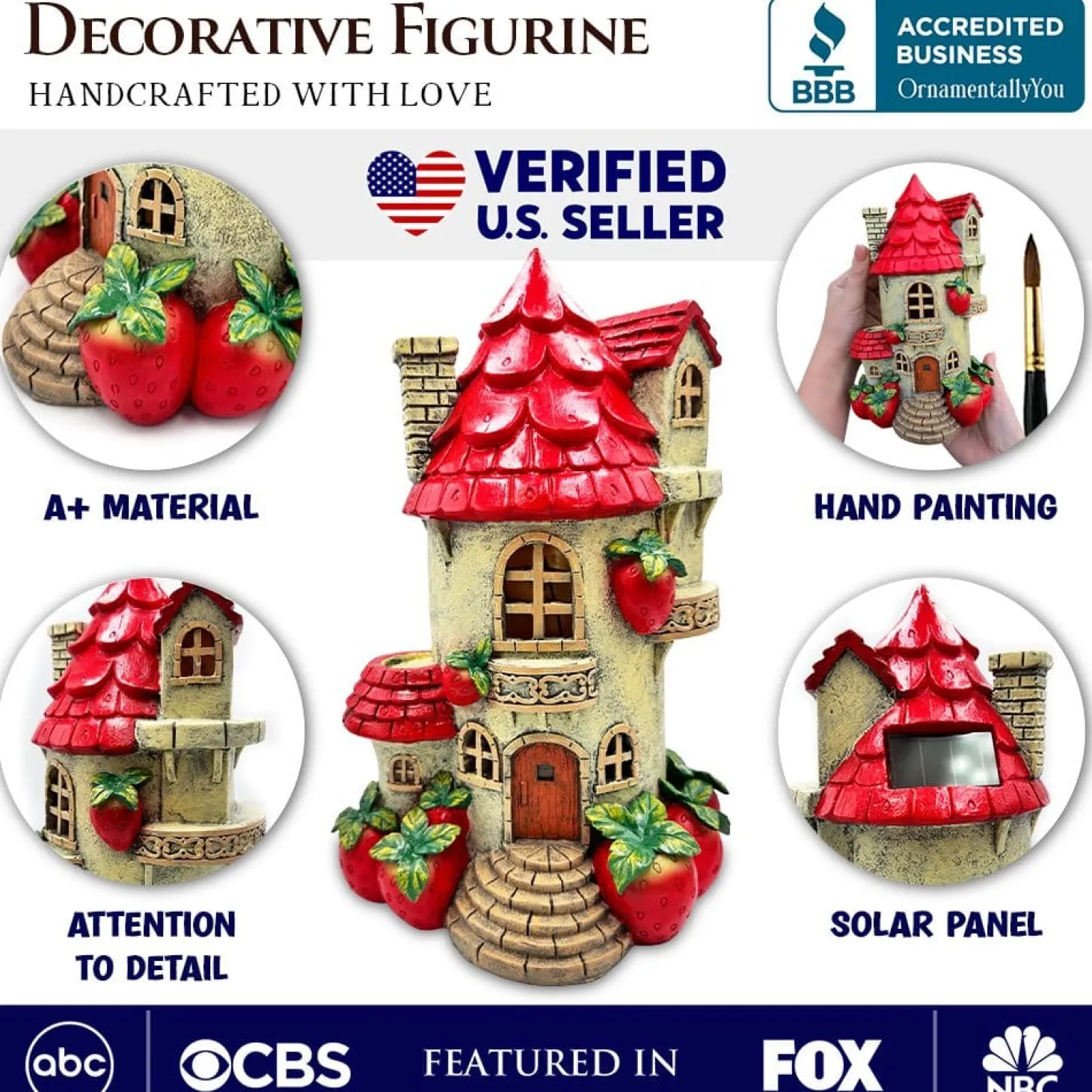 Solar Powered Strawberry Fairy Home Figurine
