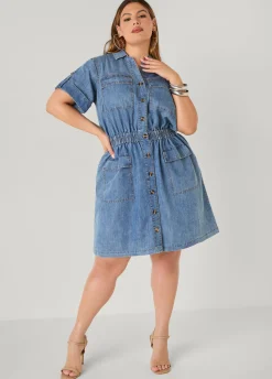 Stonewash Denim Cargo Dress