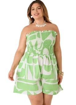Strapless Abstract Print Romper