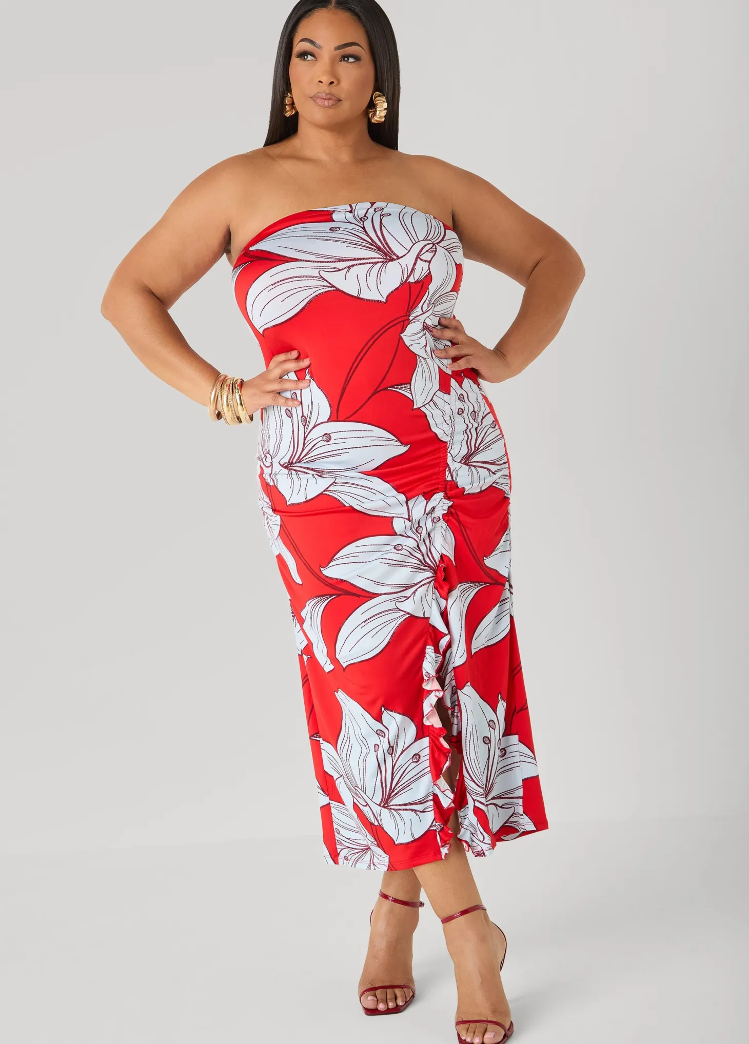Strapless Floral Maxi Dress