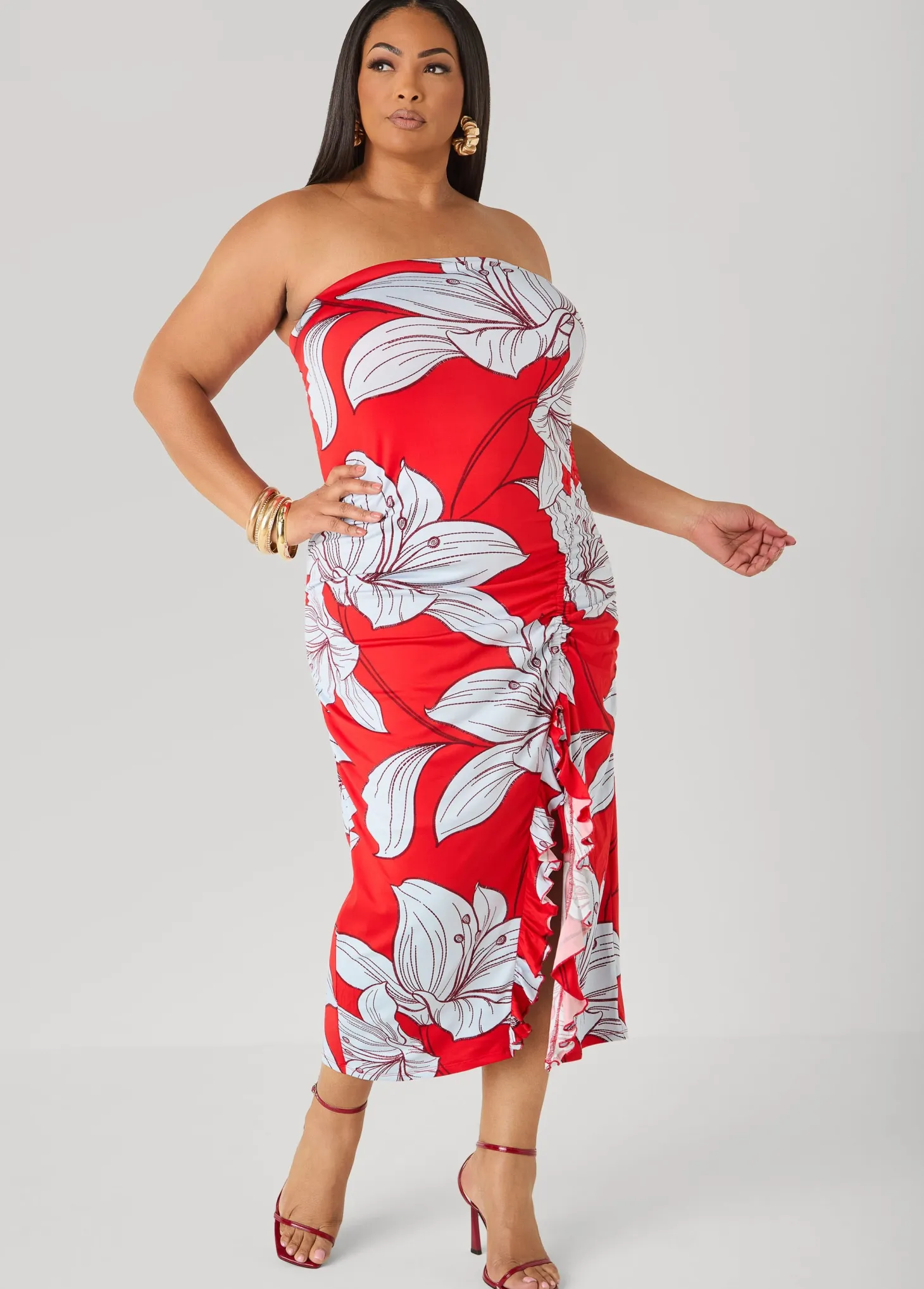 Strapless Floral Maxi Dress