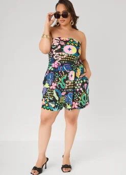 Strapless Printed Romper